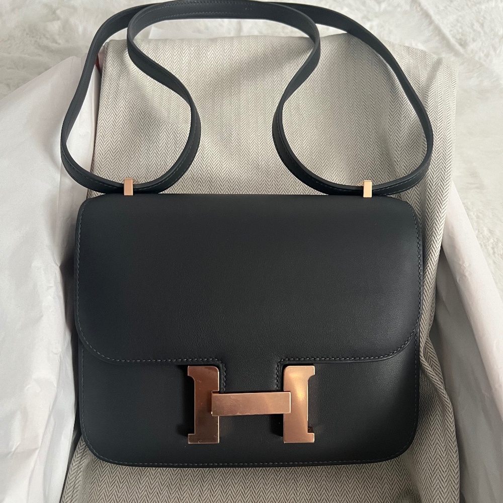 Brand New! Hermes 🩶 Mini Constance Grey Ardoise Swift leather RGHW mirror Bag